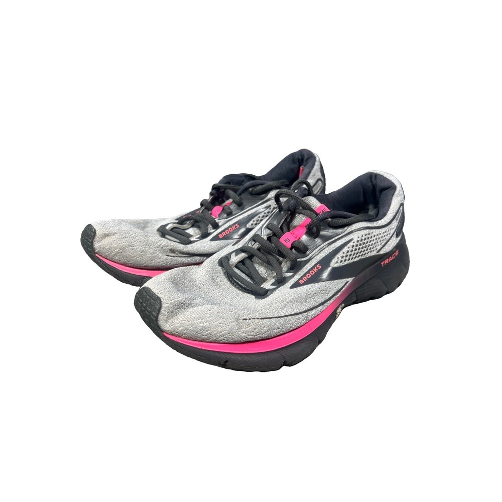 Brooks Trace 2 Shoes Women 7.5M Athletic Running Sneaker Gray Pink Sport Comfort